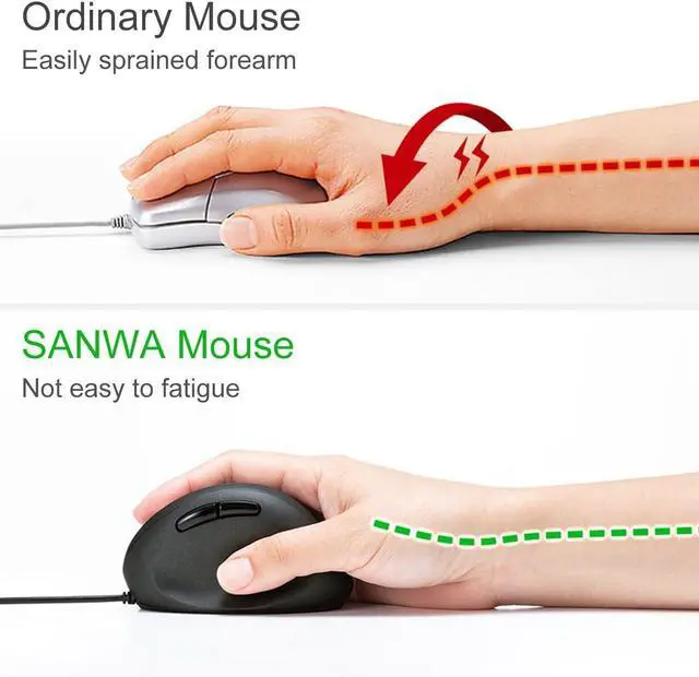 Alt view image 3 of 6 - FOR-Wired Ergonomic Mouse Optical Vertical Mice for Small Hands Reduce Wrist Strain (1000/1600 Adjustable DPI 6 Buttons) Compatible with MacBook Laptop Desktop Windows Mac OS GMAERG16