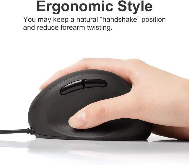 Alt view image 4 of 6 - FOR-Wired Ergonomic Mouse Optical Vertical Mice for Small Hands Reduce Wrist Strain (1000/1600 Adjustable DPI 6 Buttons) Compatible with MacBook Laptop Desktop Windows Mac OS GMAERG16