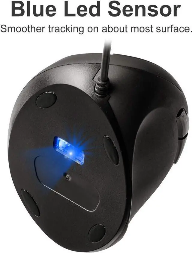 Alt view image 5 of 6 - FOR-Wired Ergonomic Mouse Optical Vertical Mice for Small Hands Reduce Wrist Strain (1000/1600 Adjustable DPI 6 Buttons) Compatible with MacBook Laptop Desktop Windows Mac OS GMAERG16