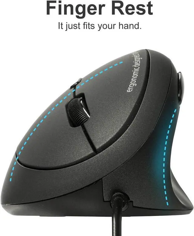 Alt view image 6 of 6 - FOR-Wired Ergonomic Mouse Optical Vertical Mice for Small Hands Reduce Wrist Strain (1000/1600 Adjustable DPI 6 Buttons) Compatible with MacBook Laptop Desktop Windows Mac OS GMAERG16