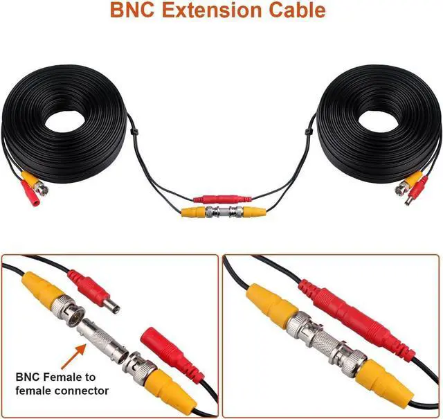 Alt view image 4 of 7 - FOR-WildHD 4x100ft BNC Cable All-in-One Siamese Video and Power Security Camera Cable Extension Wire Cord with 2 Female Connectors for All Max 5MP HD CCTV DVR Surveillance System (4x100ft Cable Black)