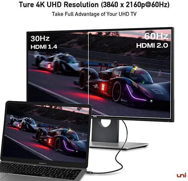 Alt view image 4 of 7 - USB C to HDMI Cable | 10ft 4K60Hz  USB TypeC to HDMI Braided Cable Thunderbolt 3 Compatible for Samsung S20 S10 S9 MacBook Pro 20202019 MacBook AiriPad Pro 2020 and More