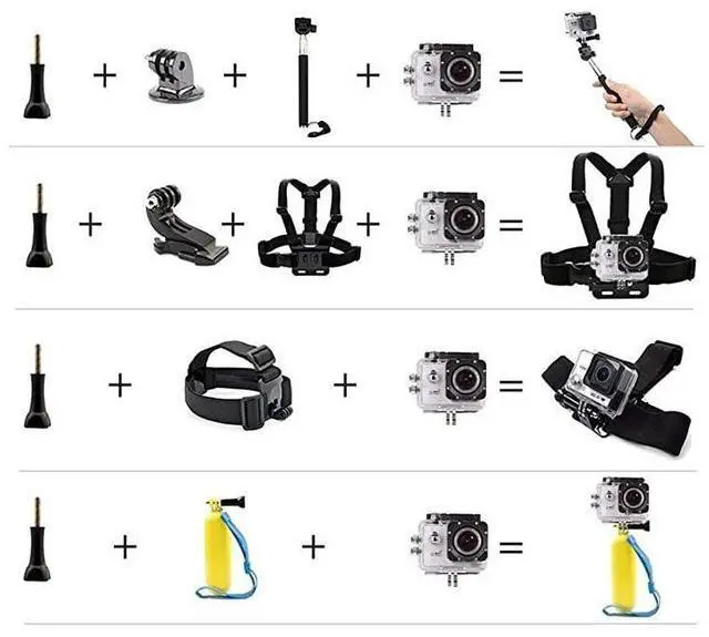 Alt view image 7 of 7 - FOR-Universal Action Camera Accessories Bundle-Head Chest Strap Mount/Selfie Stick/Floating Hand Grip Compatible with Campark ACT74 X40 X35/Dragon Touch 4K/AKASO EK7000 Brave 4 5 6/Vantop Moment