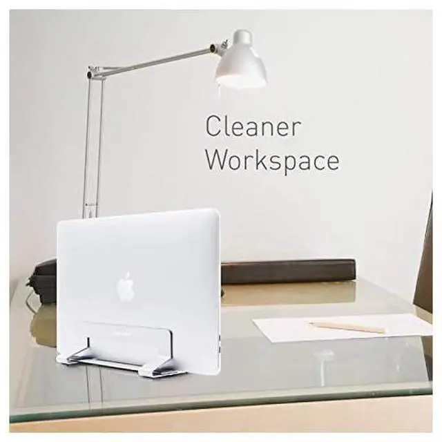 Alt view image 2 of 7 - FOR-Vertical Laptop Stand for Desk Adjustable Laptop Holder for Universal Compatibility Saves Space Improves Device Airflow Use as MacBook Stand or Laptop Dock Weighted Steel Frame