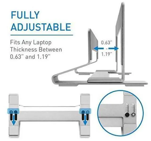 Alt view image 5 of 7 - FOR-Vertical Laptop Stand for Desk Adjustable Laptop Holder for Universal Compatibility Saves Space Improves Device Airflow Use as MacBook Stand or Laptop Dock Weighted Steel Frame
