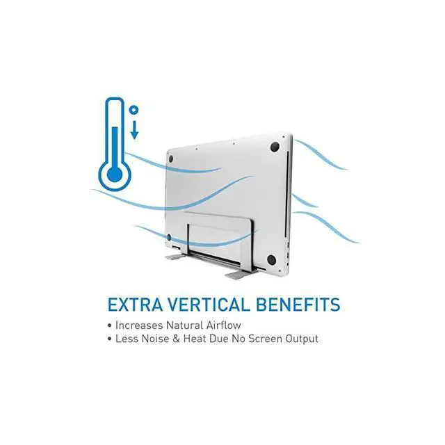 Alt view image 7 of 7 - FOR-Vertical Laptop Stand for Desk Adjustable Laptop Holder for Universal Compatibility Saves Space Improves Device Airflow Use as MacBook Stand or Laptop Dock Weighted Steel Frame