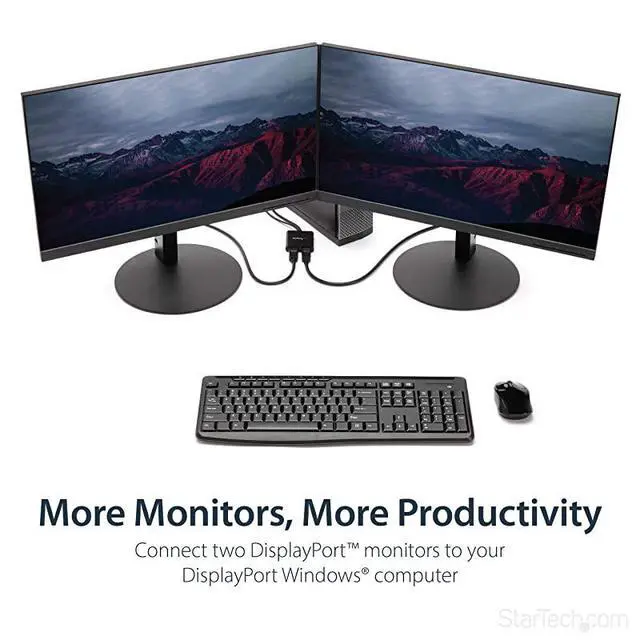 Alt view image 2 of 7 - FOR com 2Port Multi Monitor Adapter DisplayPort 12 MST Hub to Dual 4K 30Hz or 1080p USB Bus Powered Video Splitter for Extended Desktop Mode on Windows MSTDP122DP Black