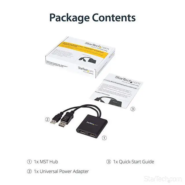 Alt view image 6 of 7 - FOR com 2Port Multi Monitor Adapter DisplayPort 12 MST Hub to Dual 4K 30Hz or 1080p USB Bus Powered Video Splitter for Extended Desktop Mode on Windows MSTDP122DP Black