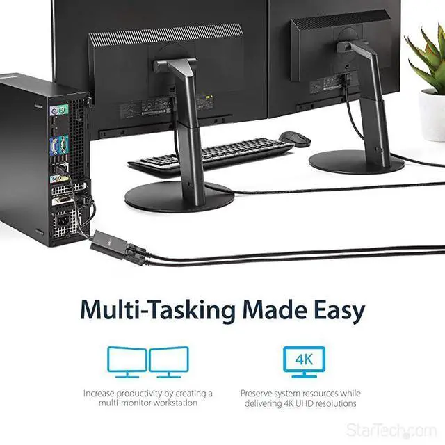 Alt view image 4 of 7 - FOR com 2Port Multi Monitor Adapter DisplayPort 12 MST Hub to Dual 4K 30Hz or 1080p USB Bus Powered Video Splitter for Extended Desktop Mode on Windows MSTDP122DP Black