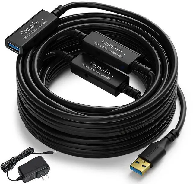 Main image of USB 3.0 Active Repeater Extension Cable 75 Feet A Male to Female Extender Cord Signal Booster Smart Chip with AC Power Adapter for Laptop Hard Drive Xbox PS4 Camera VR etc - 75 ft (22.8 M)