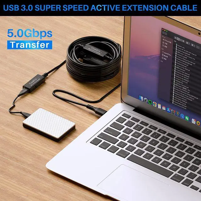 Alt view image 5 of 7 - USB 3.0 Active Repeater Extension Cable 75 Feet A Male to Female Extender Cord Signal Booster Smart Chip with AC Power Adapter for Laptop Hard Drive Xbox PS4 Camera VR etc - 75 ft (22.8 M)
