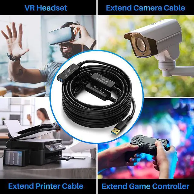 Alt view image 6 of 7 - USB 3.0 Active Repeater Extension Cable 75 Feet A Male to Female Extender Cord Signal Booster Smart Chip with AC Power Adapter for Laptop Hard Drive Xbox PS4 Camera VR etc - 75 ft (22.8 M)