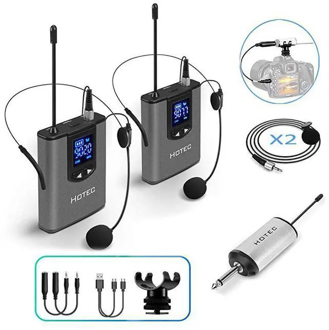 Main image of FOR-Wireless System with Dual Headset MicrophonesLavalier Lapel Mics and Bodypack Transmitters and One Mini Rechargeable Receiver 14 Output for Live Performances