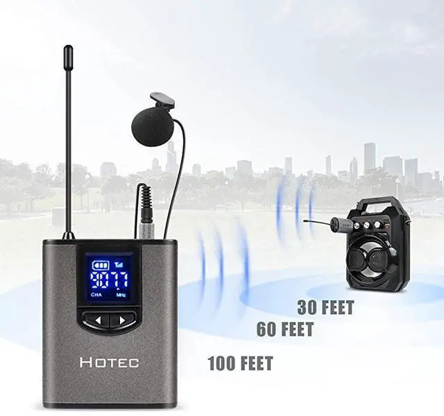 Alt view image 5 of 7 - FOR-Wireless System with Dual Headset MicrophonesLavalier Lapel Mics and Bodypack Transmitters and One Mini Rechargeable Receiver 14 Output for Live Performances