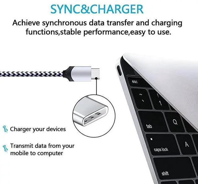 Alt view image 3 of 7 - FOR-USB Type C Cable 5 Pack 6ft Fast USB Type C Phone Charger Cord for Samsung Galaxy S20 S10 S10+ S9 S8 Plus Note 20 Ultra 10 9 8 LG V20 G5 G6 V30 HTC Google Pixel 3a XL Moto X4 Nexus 6P 5X