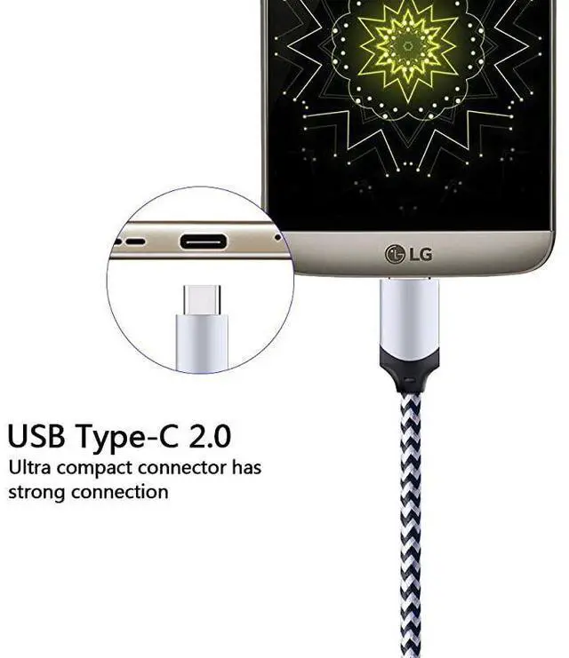 Alt view image 4 of 7 - FOR-USB Type C Cable 5 Pack 6ft Fast USB Type C Phone Charger Cord for Samsung Galaxy S20 S10 S10+ S9 S8 Plus Note 20 Ultra 10 9 8 LG V20 G5 G6 V30 HTC Google Pixel 3a XL Moto X4 Nexus 6P 5X