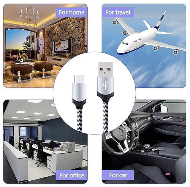 Alt view image 7 of 7 - FOR-USB Type C Cable 5 Pack 6ft Fast USB Type C Phone Charger Cord for Samsung Galaxy S20 S10 S10+ S9 S8 Plus Note 20 Ultra 10 9 8 LG V20 G5 G6 V30 HTC Google Pixel 3a XL Moto X4 Nexus 6P 5X