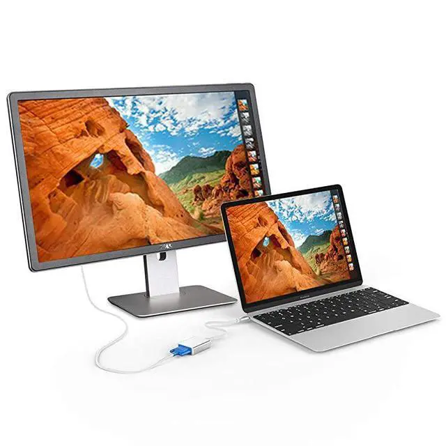 Alt view image 6 of 7 - FOR-USBC to VGA Adapter USB 31 Type C Thunderbolt 3 to VGA Converter Compatible with MacBook Pro New MacBook MacBook Air 2018 Dell XPS 1315 Surface Book 2 and More