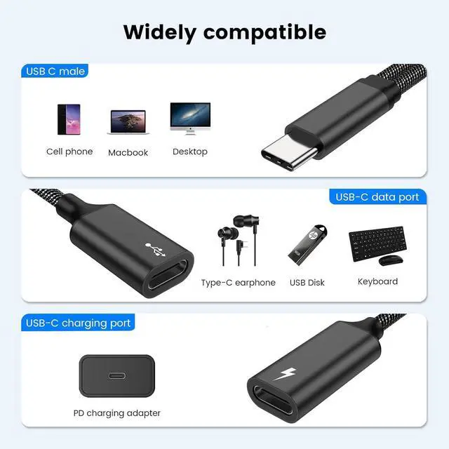 Alt view image 3 of 6 - FOR-USB C Splitter USB C to USB C Female Adapter USB Y Splitter Cable(NOT for Monitor)USB C Male to 2USB-C Female Cord Double USB C Port Hub USB C Charging Split Adapter for Mac Xbox One PS5 Laptop