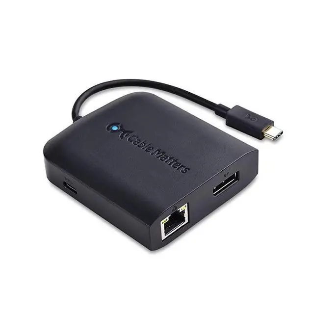 Main image of FOR-USB C Multiport Adapter USB C Hub with DisplayPort 8K 2X USB 20 Fast Ethernet and 60W Charging in Black USBC and Thunderbolt 3 Port Compatible with MacBook Pro and More