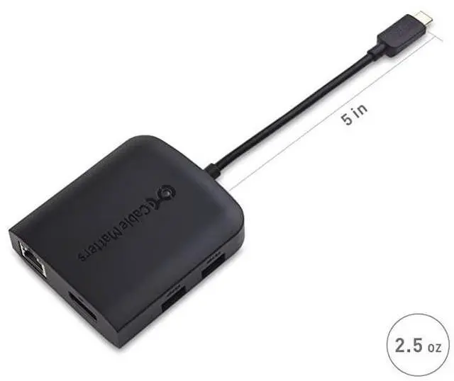 Alt view image 2 of 7 - FOR-USB C Multiport Adapter USB C Hub with DisplayPort 8K 2X USB 20 Fast Ethernet and 60W Charging in Black USBC and Thunderbolt 3 Port Compatible with MacBook Pro and More