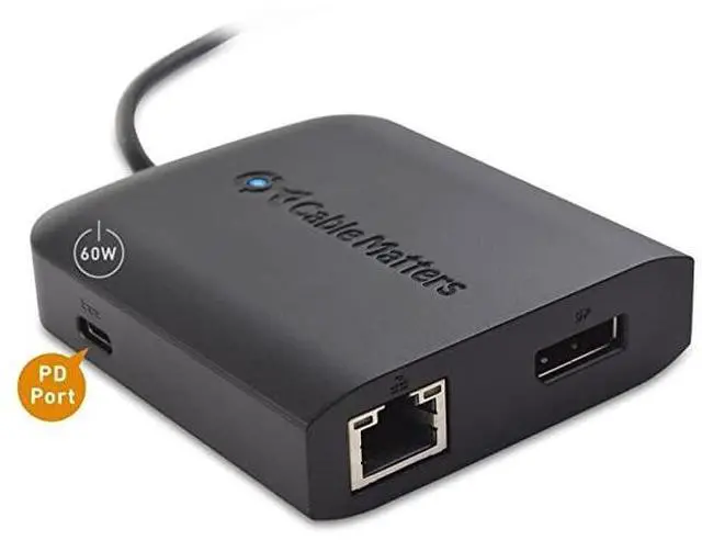 Alt view image 4 of 7 - FOR-USB C Multiport Adapter USB C Hub with DisplayPort 8K 2X USB 20 Fast Ethernet and 60W Charging in Black USBC and Thunderbolt 3 Port Compatible with MacBook Pro and More