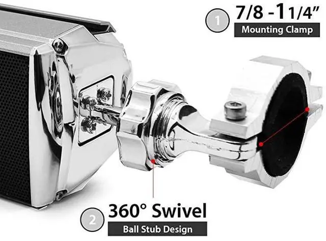 Alt view image 7 of 7 - FOR-RE9X Waterproof Bluetooth Motorcycle Stereo Speakers 78125 in Handlebar Mount MP3 Music Player Audio Amplifier System ATV 4Wheelers USB AUX FM Radio