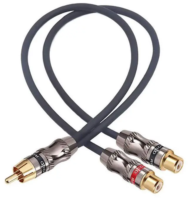 Alt view image 4 of 5 - FOR-RCAPhono Splitter Cable RCA Male to Dual Female Gold Plated Adapter Stereo Audio YCable Heavy Duty for subwoofer 1 Male to 2 Female 1025 cm