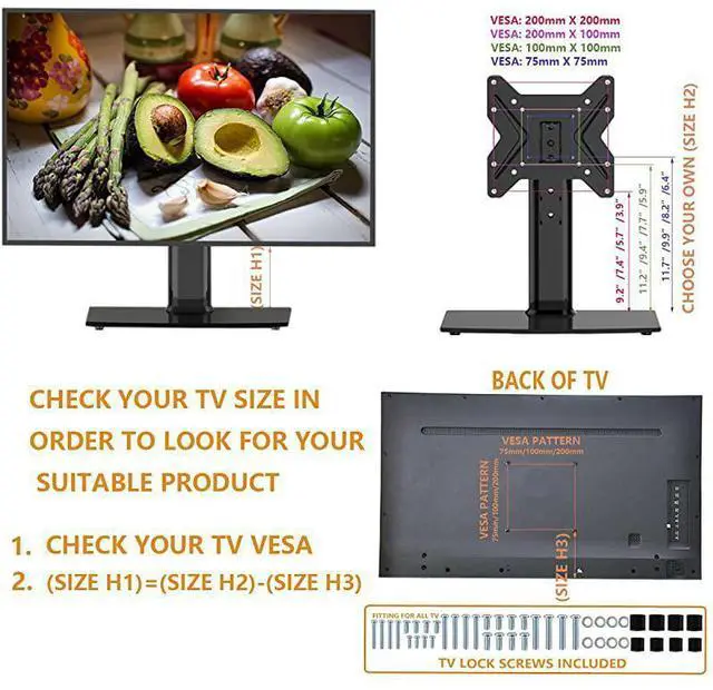 Alt view image 7 of 7 - FOR-Swivel TV StandBase Table Top TV Stand for 19 to 39 inch TVs with 90 Degree Swivel 4 Level Height Adjustable Heavy Duty Tempered Glass Base Holds up to 99lbs HT02B001