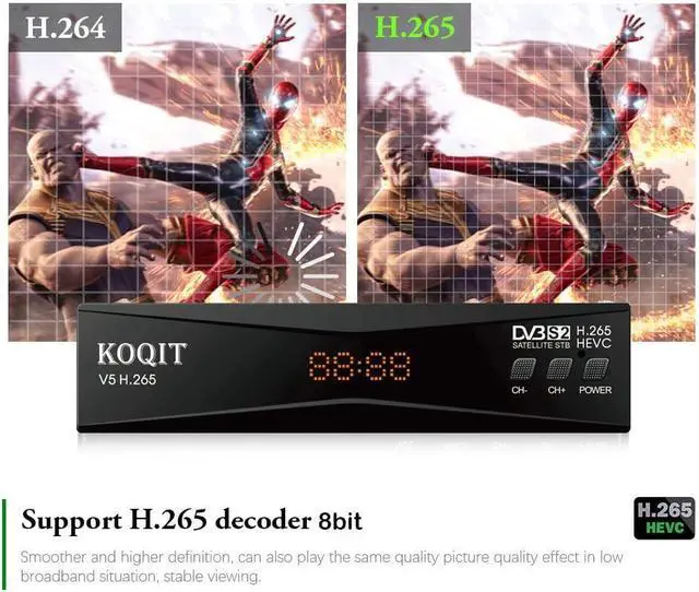 Alt view image 2 of 7 - FOR-South City Mall V5H H.265 Free To Air FTA Satellite Receiver DVB-S2 Satellite TV Receiver HEVC DVB S2 Galaxy 19 Receivers Sat DVB Finder Meecast Biss PVU YouTube TV Decoder DVB2IP Box