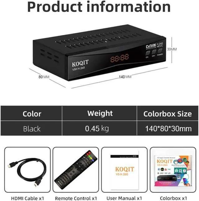 Alt view image 4 of 7 - FOR-South City Mall V5H H.265 Free To Air FTA Satellite Receiver DVB-S2 Satellite TV Receiver HEVC DVB S2 Galaxy 19 Receivers Sat DVB Finder Meecast Biss PVU YouTube TV Decoder DVB2IP Box