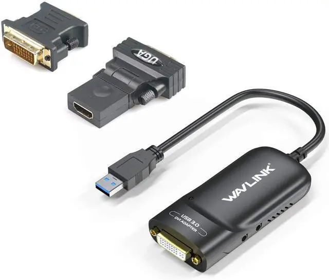 FOR Wavlink USB3.0 to DVI/VGA Universal Graphic AdapterSupports Primary/2048x1152 Extend/Mirror Video Mode up to 6 Display Units with Aduio Port Displaylink Chip for Windows Chrome OS