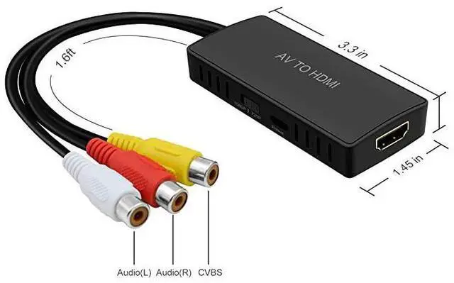 Alt view image 3 of 3 - FOR-RCA to HDMI Converter Composite to HDMI Adapter Support 1080P PALNTSC Compatible with WII WII U PS one PS2 PS3 STB Xbox VHS VCR BlueRay DVDHDM Capture Card RCA TO HDMI Converter