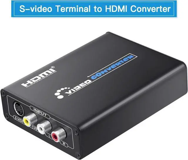 Alt view image 2 of 7 - RCA Svideo to HDMI Converter with RCA + S-Video Cables RCA Composite CVBS AV or Svideo + R/L Audio Input to HDMI Output Upscale Converter