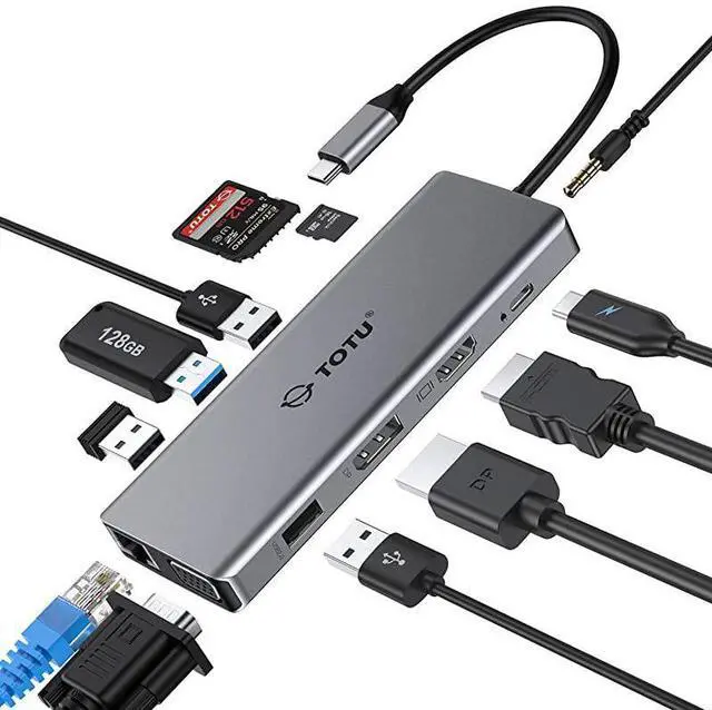 Main image of USB C Hub Upgraded 13 in 1 Type C Hub to 4K HDMI DP VGA 2 USB302 USB2075W PD Triple Display Docking Station for Macbook Pro and Windows USB C Systems macOS only Support Mirror Display