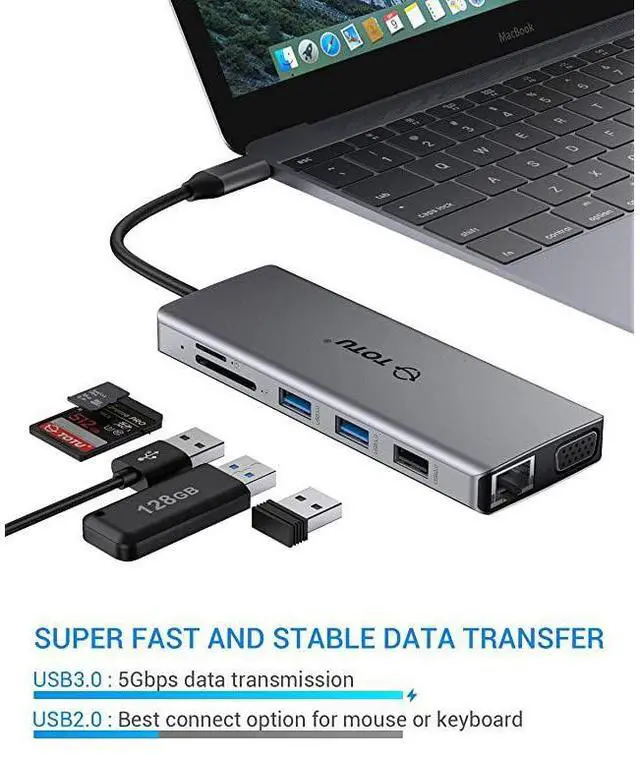 Alt view image 6 of 7 - USB C Hub Upgraded 13 in 1 Type C Hub to 4K HDMI DP VGA 2 USB302 USB2075W PD Triple Display Docking Station for Macbook Pro and Windows USB C Systems macOS only Support Mirror Display