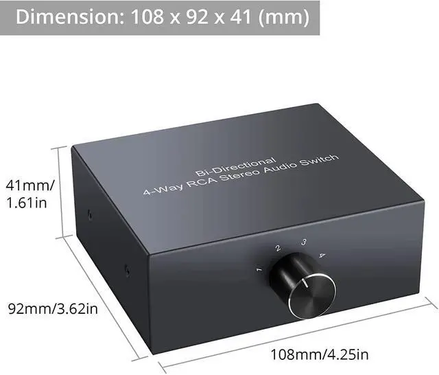 Alt view image 6 of 7 - FOR-RCA Stereo Audio Switch 4-Way Bi-Directional L/R Sound Channel Audio Switch Splitter RCA Stereo Switch Selector for DVD Stereo Speaker CD Player