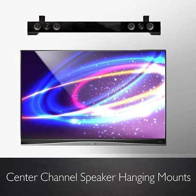 Alt view image 5 of 5 - Speaker Wall Mount Pair of Speaker Stands Sound Bar Speaker Large or Small Speakers Center Channel Speaker Wall Mount Adjustable Extendable Length 110 Lbs Capacity Black PSTNDW17