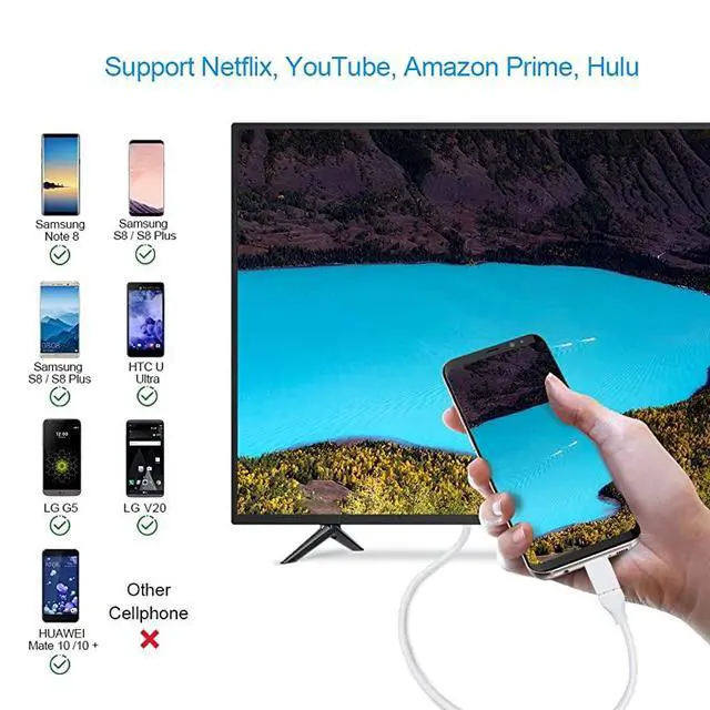 Alt view image 4 of 7 - FOR-USB C to HDMI 4K60Hz USB Type C to HDMI 3 Feet Cable Thunderbolt 3 Compatible Compatible with MacBook Pro 2019Surface Book 2Chromebook PixelYoga 920Samsung S10 S9 S8 White