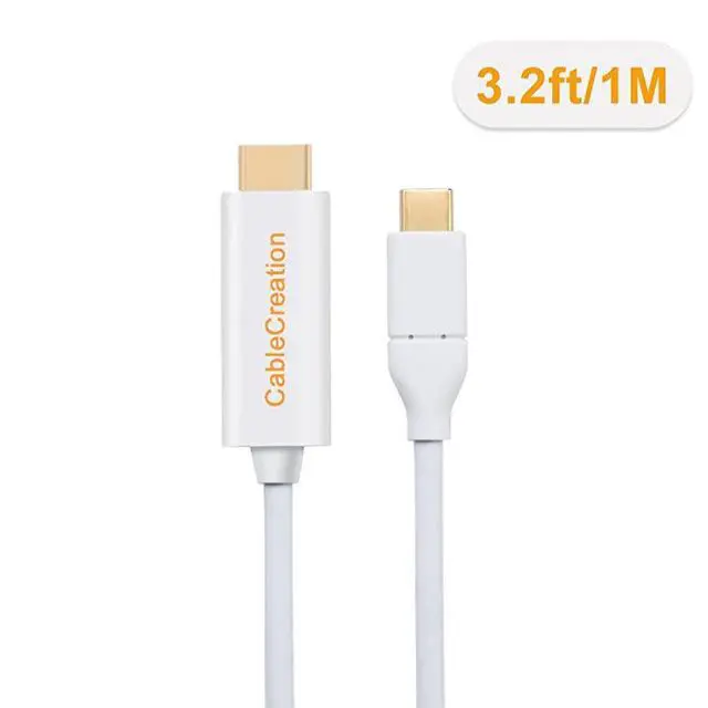 Alt view image 6 of 7 - FOR-USB C to HDMI 4K60Hz USB Type C to HDMI 3 Feet Cable Thunderbolt 3 Compatible Compatible with MacBook Pro 2019Surface Book 2Chromebook PixelYoga 920Samsung S10 S9 S8 White