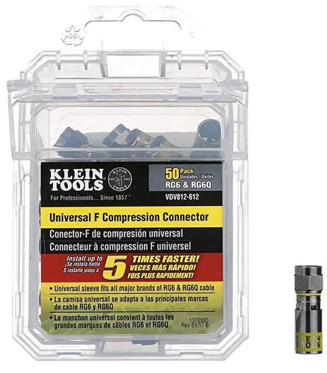 Alt view image 4 of 4 - FOR-VDV812612 Compression Connectors Universal F Connectors RG66Q with Universal Sleeve Technology Professional Grade 50Pack