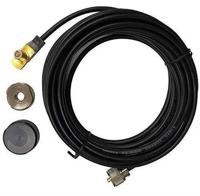 Alt view image 4 of 6 - FOR-RB100N Heavy Duty Universal 34 NMO Drill and Bracket Mount Kit Includes 20 of RG58AU Cable with a PL259 Connector Includes Rain Cap