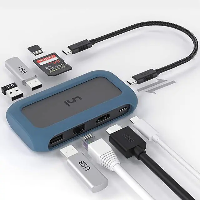 Main image of FOR-USB C Hub Ethernet 8in1 Aluminum Adapter for MacBook Pro 2020  USB TypeC to HDMI 4K 1 Gbps Ethernet SD Card Reader PD 100W USB 30 with 8 Detachable Cord Compatible for iPad Pro and More