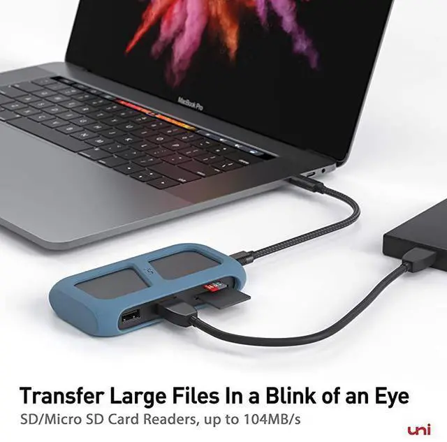 Alt view image 4 of 6 - FOR-USB C Hub Ethernet 8in1 Aluminum Adapter for MacBook Pro 2020  USB TypeC to HDMI 4K 1 Gbps Ethernet SD Card Reader PD 100W USB 30 with 8 Detachable Cord Compatible for iPad Pro and More