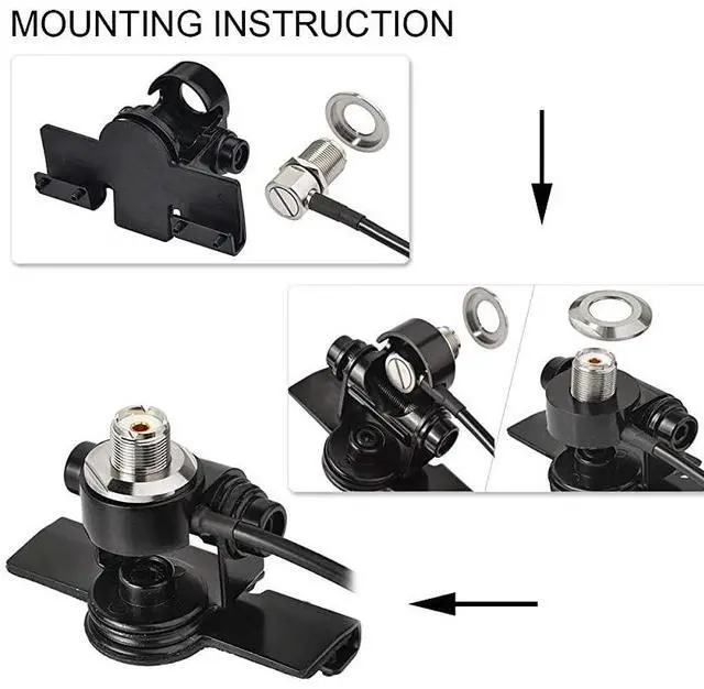 Alt view image 6 of 7 - FOR Vehicle Ham Radio Mobile Radio Antenna VHF UHF 136174MHz 400470MHz Car Truck Amateur Radio Two Way Radio Low Profile Antenna with Lip Mount Fixed Bracket PL259 Male 5m 165 feet RG58 Cable