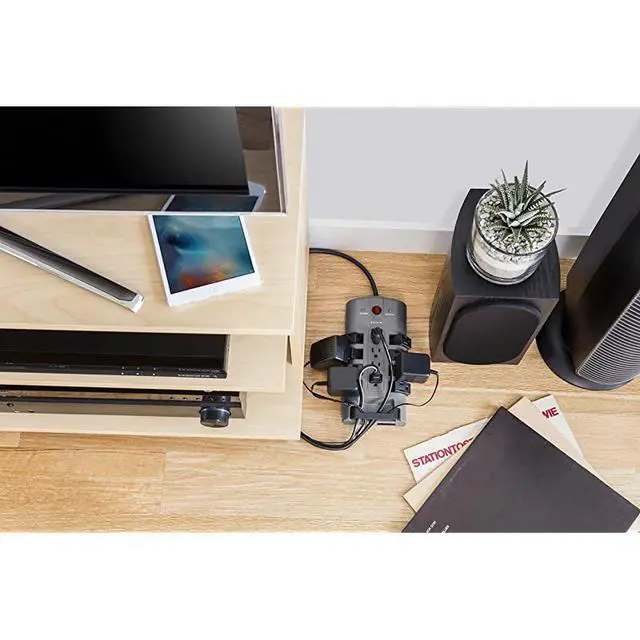 Alt view image 6 of 6 - Surge Power Strip Protector - 8 Rotating & 4 Stationary AC Multiple Outlets - 8 ft Long Heavy Duty Extension Cord Flat Pivot Plug for Home, Office, Travel, Desktop & Charging Brick, 4320 Joules