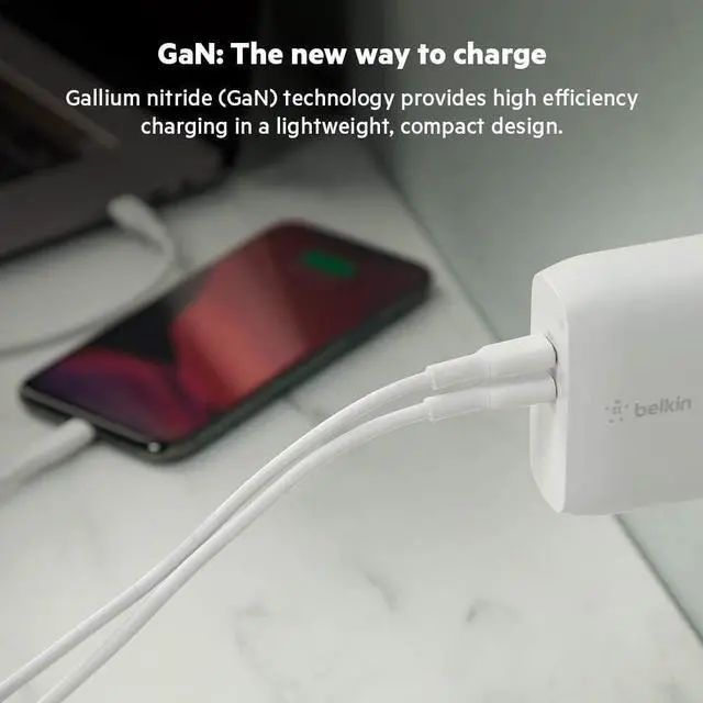 Alt view image 2 of 7 - FOR-USB-PD GaN Charger 68W (USB-C iPhone Fast Charger MacBook Pro Charger iPad Pro Pixel Galaxy More) USB-C Power Delivery with 2M (6.6ft) PVC USB-C to USB-C Charging Cable (WCH003dq)