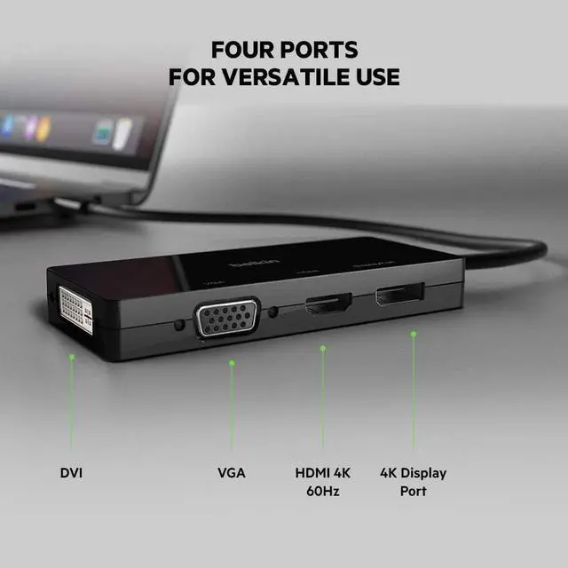 Alt view image 2 of 7 - for Multiport USB-C Adapter (USB-C Video Adapter w/VGA DVI 4K HDMI 4K DisplayPort) Connect Your USB-C Laptop to Any Display (AVC003btBK)