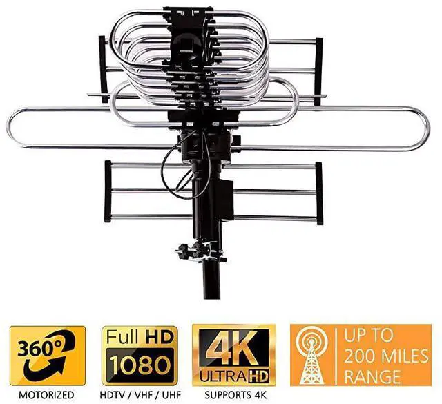 Alt view image 2 of 7 - FOR-Newest 2020  Outdoor Digital Amplified HDTV Antenna up to 200 Mile Long RangeDirectional 360 Degree RotationHD 4K 1080P FM Radio Supports 5 TVs Plus Installation Kit and Mounting Pole