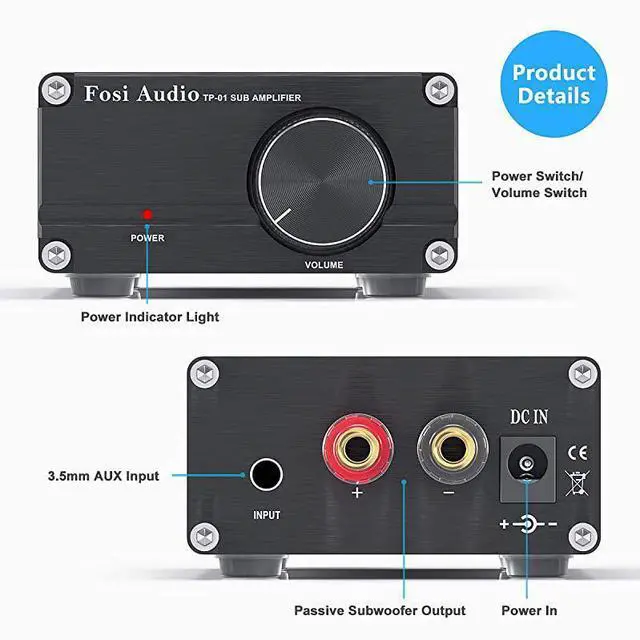 Alt view image 2 of 7 - FOR-Amplifier Receiver 100Watt Mini HiFi Digital Class D Integrated Stereo Audio Amp for Sub Bass + Power Supply TP01